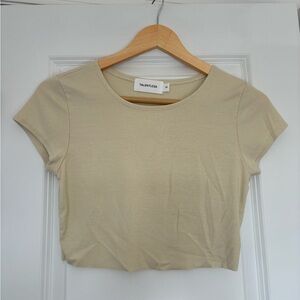 Talentless Light Beige Cropped Baby Tee Shirt Size Medium